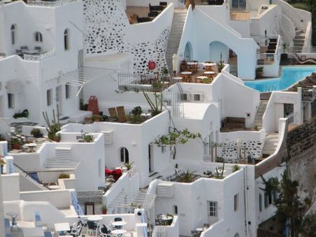 Santorini close up - white, village, houses, home, balcony, island, house, greece