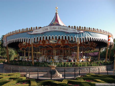 King Arthur Carousel - carousel, round, horses, pretty, animals, steel, grass