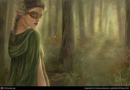 In the forest - women, fantasy, forest, cool