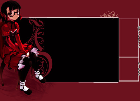 Red Goth Anime - sitting, girl, red dress, goth, frame