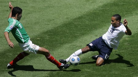 Israel Castro fighting for the ball - soccer, mexico