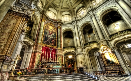 The Procession To Altar - step, blessing, jesus, beauty, church, architecture, candles, father, building