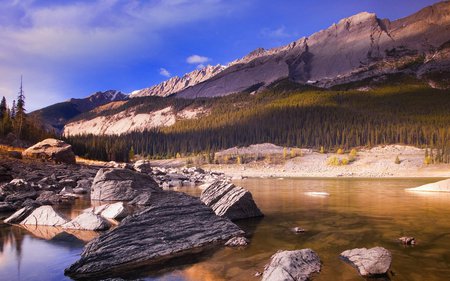 Scenic Jasper National Park - forest, mountains, landscape, river, beach, nature