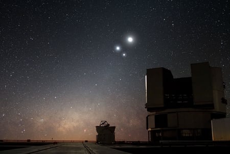 Observatories - moon, planets, stars, sky, observatories, night, venus, space, eclipse, mercury