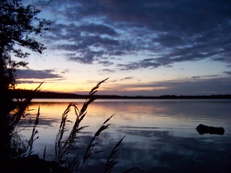 Sunset on the lake - lake, sunset, clouds