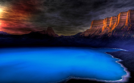 hdr  blue lake 1280x800. jpg - nature, sky, lake, blue