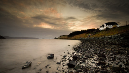 Loneliness - sky, architecture, houses, stones, abstract