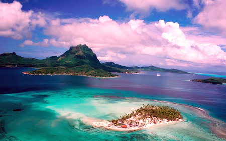 Tahiti - island, blue, green, beautiful