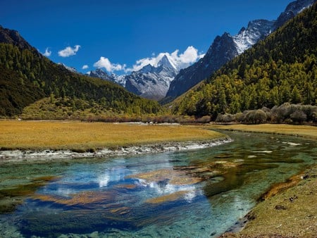 mountain river - stream, water, mountain, river