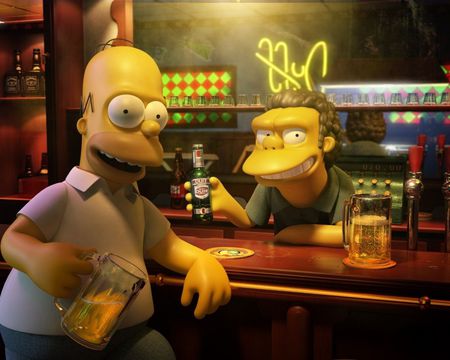 simpson and friend - simpson, beer, friend, cartoon