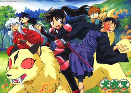 funny - sango, girls, miroku, inuyasha, slap, anime, funny, cute