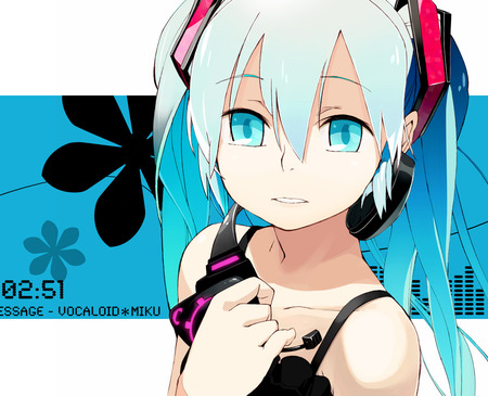 Hatsune Miku - hatsune miku, sexy, girl, twintails, blue eyes, long hair, blue hair, vocaloid, headphones, anime, cute