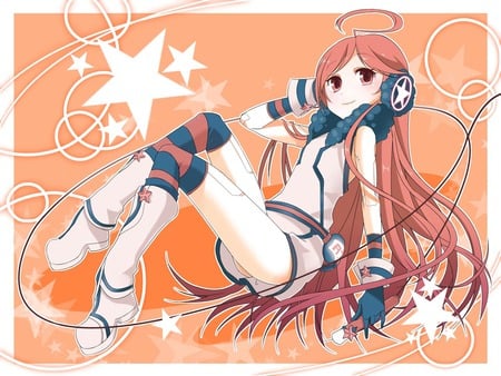 Miki - sexy, girl, long hair, red hair, red eyes, vocaloid, headphones, miki, anime, cute