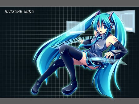 miku - vocaloid, blue, anime, miku, gothic, black, miku hatsune