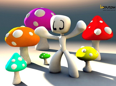 3D Wallpaper - 3d stickman, 3d muushrooms