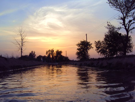 evening glory - evening, stream, sunset, suaa