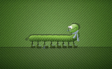 mr. caterpillar - caterpillar, cartoon, green, funny, minimalistic