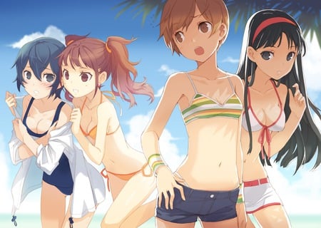 persona4 - girls, beach, bikini, shin megami tensei, cute, persona4