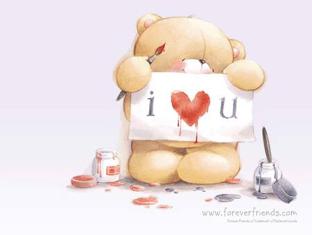 I LUV YA! - bear, heart, note, teddy, love, pink