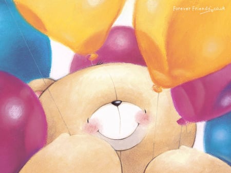 ballooNS - bear, yellow, cute, teddy, balloons