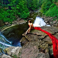 Lady on Waterfall