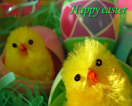 Happy Easter - eggs, chicken, pretty, yellow, holiday, easter, egg, happy