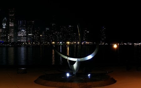 Chicago - skyscraper, night, sundial, chicago