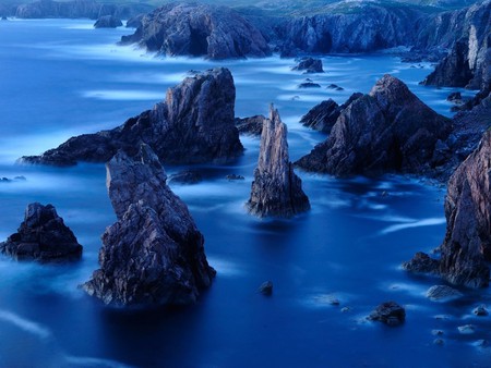 SEA STACKS OUTER HEBRIDES SCOTLAND - water, blue, photography, sea, ocean, nature, cliff, waves, mountains, rocks