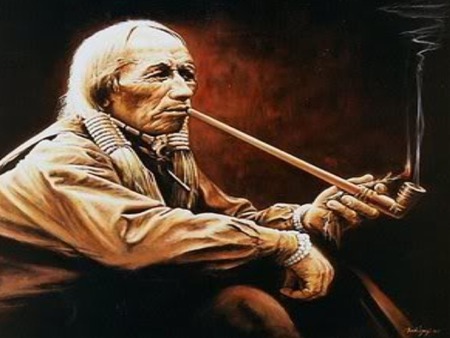 the old one - smoking, indian, pipe