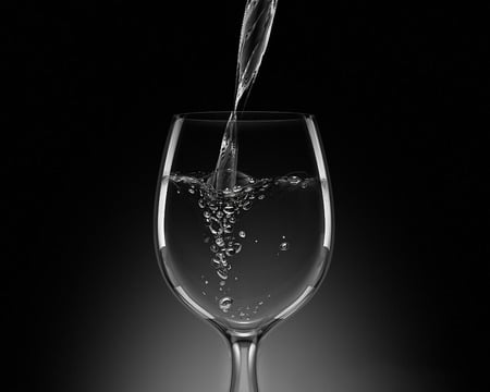 Mineral water - black and white, mineral water, glass