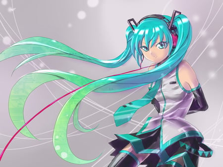 Hatsune Miku - hatsune miku, sexy, girl, twintails, blue eyes, long hair, blue hair, vocaloid, headphones, anime, cute