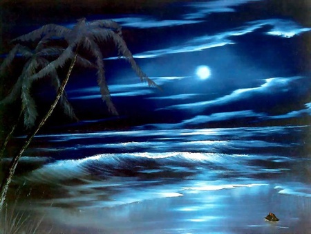 800 bob ross csg002 blue moon .jpg - palms, moon, island, blue