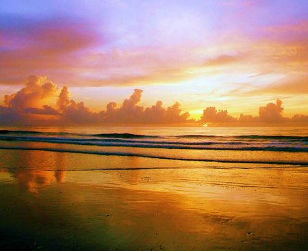 Golden blanket - lake, reflection, clouds, sunrise, gold