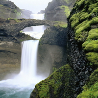 Scenic waterfall , Iceland