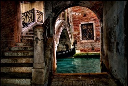 under the bridge - stairs, italy, venice, gondola, bridge