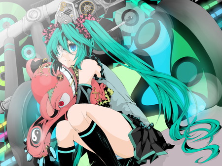 miku hatsune - puppet, hatsune, dolls, pretty, vocaloid, beautiful, blue, eyepatch, miku, cute