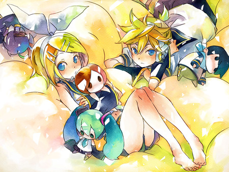 kagamine - rin, vocaloid, white, kagamine, cute, ren, len