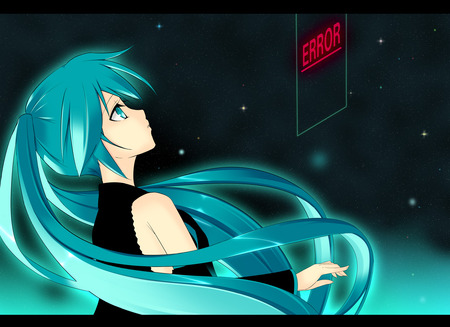 Hatsune Miku - anime, vocaloid, twintails, girl, error, hatsune miku, long hair, blue hair, cute, sexy, blue eyes