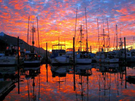 Boats at Sunset - beautiful, picture, boats at sunset