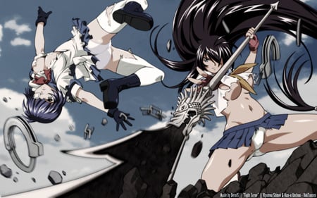 ikkitousen fight - girls, ikkitousen, anime, grey, hot, fight