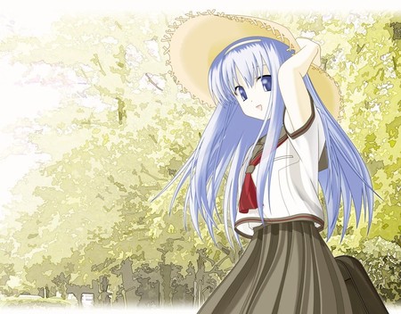 Girl Taking A Walk - anime, girl