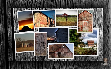 2Many Barns collage - widescreen, board, old, collage, barns