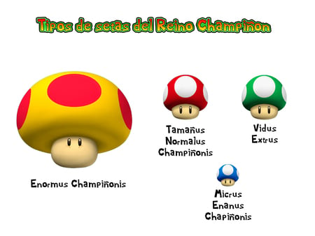 Types of mushrooms - mario, mushrooms