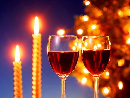 Happy New Year celebration - holidays, photo, celebration, joy, christmas, dinner, wine, glasses, new year, seasons