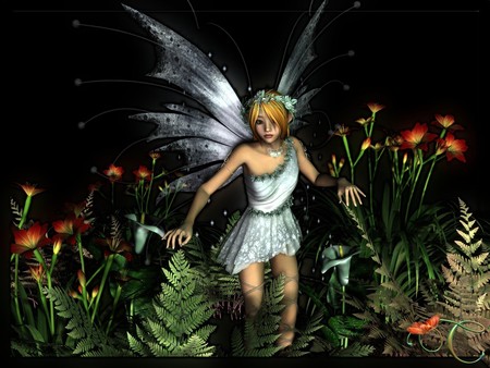 Fairy in the Garden - fairie, garden, fairy, 3d and cg, flower