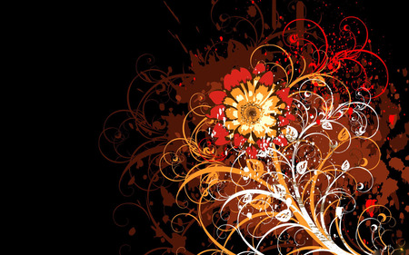 Vector flowers desktop backgrounds . jpg - colorful, orangered, vector, flowers