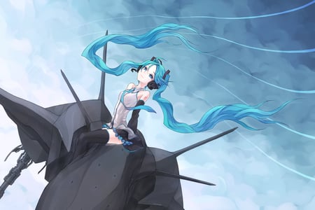 Hatsune Miku - hatsune miku, sexy, girl, twintails, blue eyes, long hair, blue hair, vocaloid, headphones, anime, cute