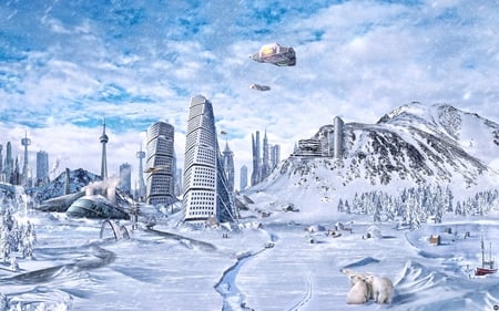 Fantasy Sci-Fi Winter Background - abstract, white, winter, image, sci fi, snow