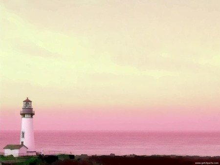 Lighthouse - white, water, lighthouse, pink sky, nice