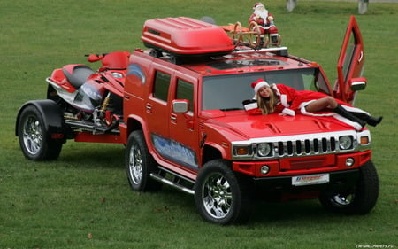 Christmas-Hummer/Model - hummer, Red, Xmas, model